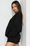 KATCH ME Black Cotton Casual Sweatshirt & Drawstring Shorts Co-ord Co-ord 