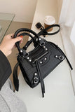 KATCH ME Black Croc Print Handle Strap Buckle Zip Cross Body Bag