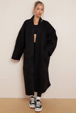 Black Versatile Long Sleeve Pocket Open-Front Loose Thermal Coat