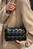 KATCH ME Black Flap Stitching Diamond Chain Strap Cross Body Bag