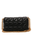 KATCH ME Black Flap Stitching Diamond Chain Strap Cross Body Bag