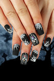 KATCH ME Black Frosted Spider Diamante Halloween Press On Nail 24PCS Set Accessories 