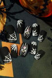 KATCH ME Black Frosted Spider Diamante Halloween Press On Nail 24PCS Set Accessories 