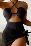 KATCH ME Black Halter Neck One Piece Swimsuit Swimsuit 