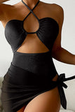 KATCH ME Black Halter Neck One Piece Swimsuit Swimsuit 