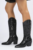 KATCH ME Black High Shine Pattern Cowboy Boots Boots 