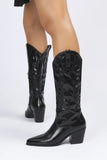 KATCH ME Black High Shine Pattern Cowboy Boots Boots 
