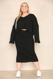 KATCH ME Black Knit Autumn V Neck Long Sleeve Irregular Sweater & Skirt Co-ord Co-ord