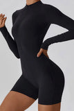 KATCH ME Black Long Sleeve Zipper Tight Playsuit Playsuit 