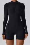 KATCH ME Black Long Sleeve Zipper Tight Playsuit Playsuit 