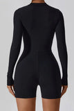 KATCH ME Black Long Sleeve Zipper Tight Playsuit Playsuit 