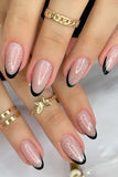 KATCH ME Black Oval Glitter Powder French Press On Nail 24PCS Set Accessories 5.99