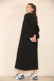 KATCH ME Black Round Neck Drop Shoulder Loose Dress Dress