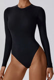 KATCH ME Black Round Neck Long Sleeve Bodysuit Bodysuit 