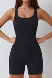 KATCH ME Black Seamless Stretch Hollow Back Playsuit Playsuit 