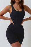 KATCH ME Black Seamless Stretch Hollow Back Playsuit Playsuit 
