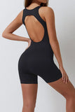 KATCH ME Black Seamless Stretch Hollow Back Playsuit Playsuit 