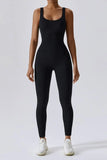 KATCH ME Black Sports Seamless U Neck Stretch Shaping Yoga Jumpsuit Jumpsuit 27.99