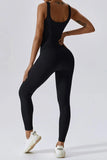 KATCH ME Black Sports Seamless U Neck Stretch Shaping Yoga Jumpsuit Jumpsuit