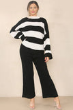KATCH ME Black Stripe Color Matching Knit Sweater & Wide Leg Pants Co-ord Co-ord 34.99