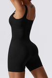 KATCH ME Black Thick Straps Seamless Ribbed Playsuit Playsuit 