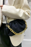 Black Towel Chunky Chain Cloud Ruched Strap Bag