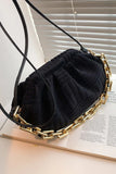 KATCH ME Black Towel Chunky Chain Cloud Ruched Strap Bag