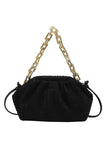 KATCH ME Black Towel Chunky Chain Cloud Ruched Strap Bag