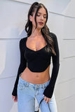 Black Twist Ribbed Irregular Crop Top