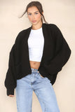 Black Versatile Knit Drop Shoulder Sweater Cardigan