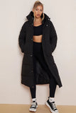 KATCH ME Black Versatile Print Logo Zip-Up Hooded Cotton Coat Coat