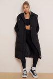 KATCH ME Black Versatile Waist Tie Hooded Thermal Gilet Coat