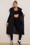 KATCH ME Black Versatile Waist Tie Hooded Thermal Gilet Coat