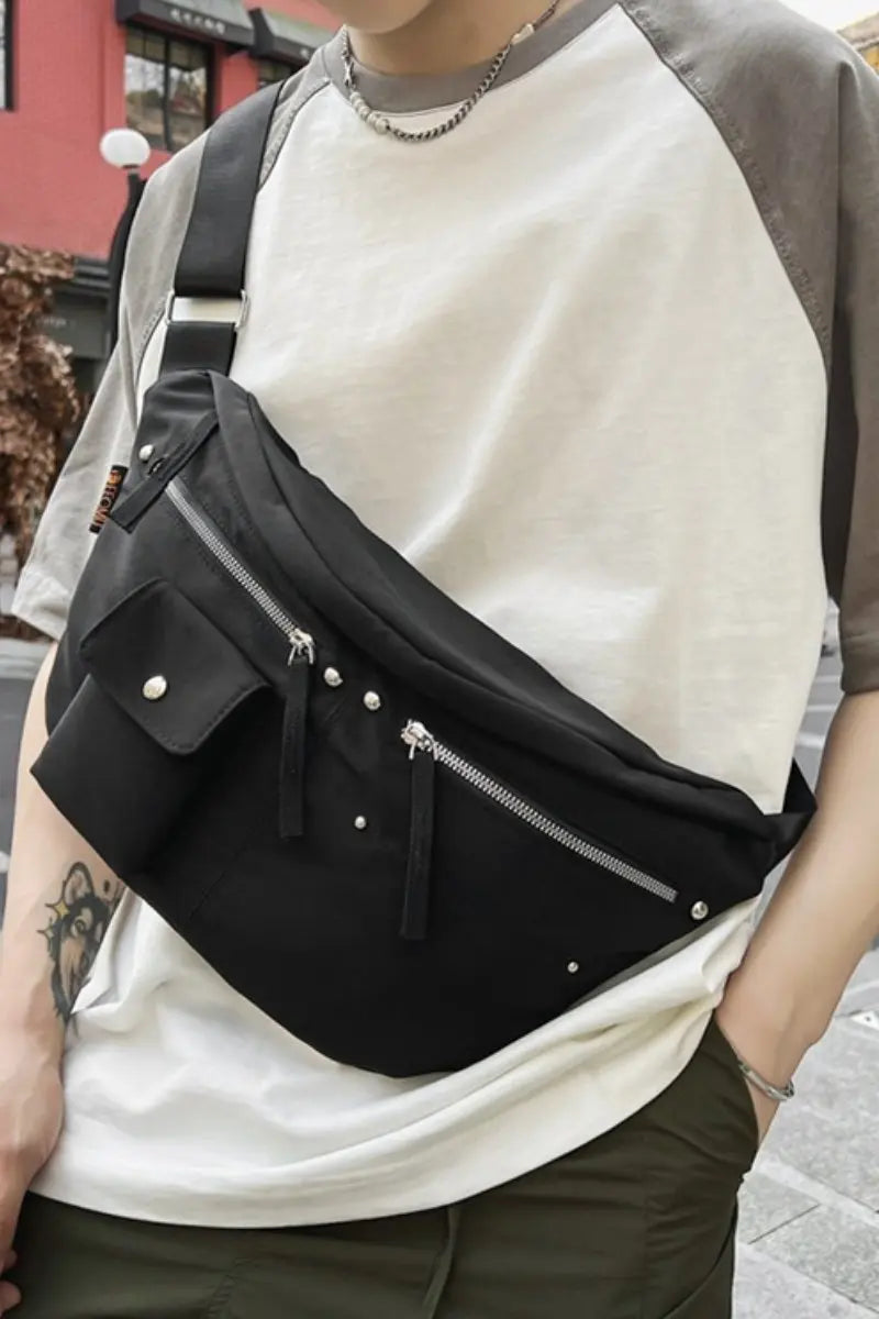 KATCH ME Black Versatile Zipper Adjustable Crossbody Bag Accessories 