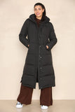 Black Winter Chic Side Slit Hooded Zip-Up Thermal Cotton Coat