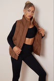 Brown Chic Stand Collar Zip-Up Gilet