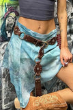 KATCH ME Brown Circle Pin Buckle PU Belt Accessories 