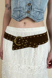 KATCH ME Brown Irregular Rivet Pin Buckle Belt Accessories 