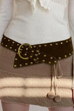 KATCH ME Brown Irregular Rivet Pin Buckle Belt Accessories 