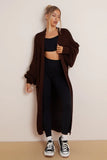 KATCH ME Solid Color Knitted Longline Cardigan Coat 