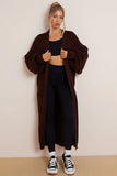 KATCH ME Solid Color Knitted Longline Cardigan Coat 