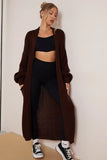 KATCH ME Solid Color Knitted Longline Cardigan Coat 