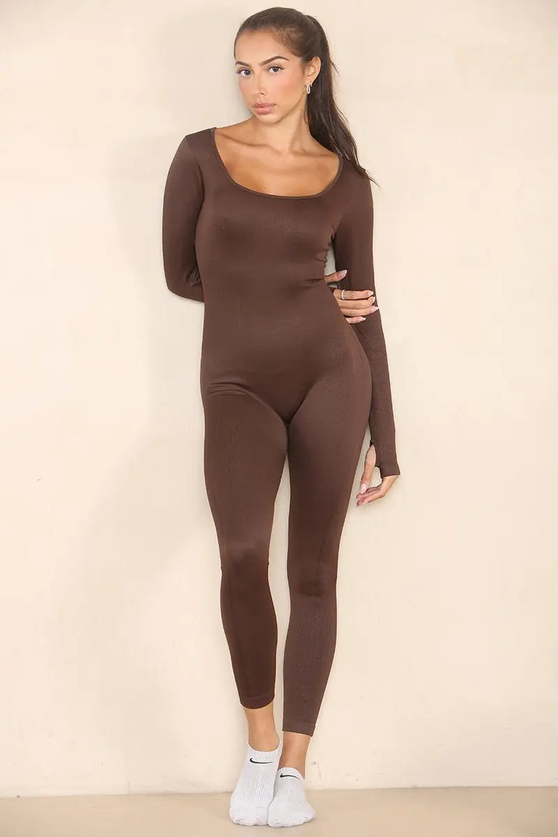 KATCH ME Two For ￡26.99！ Seamless U Neck Long Sleeve Shaping Jumpsuit Jumpsuit