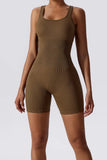 KATCH ME Brown Thick Straps Seamless Ribbed Playsuit Playsuit 