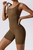 KATCH ME Brown Thick Straps Seamless Ribbed Playsuit Playsuit 