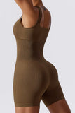 KATCH ME Brown Thick Straps Seamless Ribbed Playsuit Playsuit 