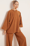 KATCH ME Camel Casual Loose Top & Wide Leg Pants Co-ord Co-ord 