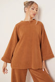 KATCH ME Camel Casual Loose Top & Wide Leg Pants Co-ord Co-ord 