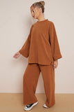 KATCH ME Camel Casual Loose Top & Wide Leg Pants Co-ord Co-ord 