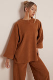 KATCH ME Camel Casual Loose Top & Wide Leg Pants Co-ord Co-ord 